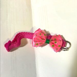 Pink and Green Cat Collar with Decorative Bow